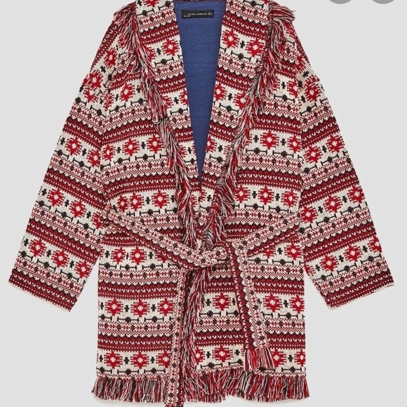 Zara red fringed jacket - Picture 5 of 11